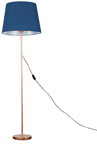 MiniSun | Modern Copper Metal Standard Floor Lamp with a Navy Blue Tapered Shade | Floor Lamps & Torchieres, Home Décor & Improvement Essential