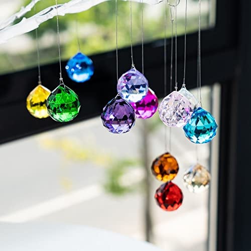 15 Piezas de Prisma de Bola de Cristal de 30 mm Hecho a Mano Feng Shui decoración facetada Rainbow Maker (Multicolor)