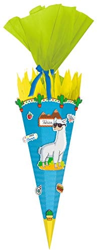 Ursus 9870012 - Schultüte Bastelset Easy Line, Lama, sechseckig, Höhe ca. 68 cm, Durchmesser ca. 20 cm, aus 3D Colorwellpappe 260 g/qm, alle Teile vorgestanzt, inklusive Bastelanleitung