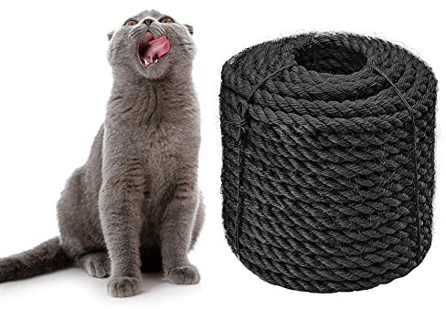 Sisalseil, 6 mm, für Katzenkratzer, und für Kratzbaum, DIY-Kratzmöbel – Katzenbaum, Kratzteppich & Matte, Katzenspielzeuge, Schwarz, 50 m