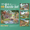 Bits and Pieces – 4-in-1 Multi-Pack 1000 Piece Jigsaw Puzzles for Adults – Village Life by Artist Steve Crisp, Completed Puzzle Size: 20 x 27