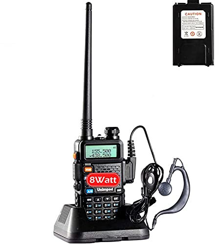 Unimped Walkie Talkie UV-5R Dual Band 65MHz-108MHz VHF/UHF LED FM 128 Memory Channels 2 Way Radio FM Transceiver Support VOX with EU Power Cable
