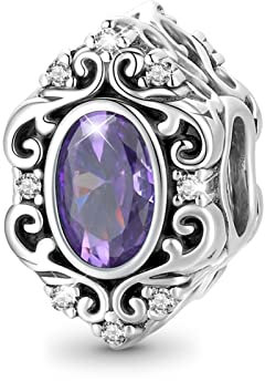GNOCE Violetter Zirkonia Stein Adel Charms Bead Sterling Silber Fit Armband/Halskette Schmuck Geschenk Für Frauen Mädchen Tochter