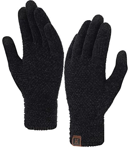 ZASFOU Damen Winter Touchscreen Handschuhe für kaltes Wetter, Chenille Warme SMS Handschuhe für Radfahren Fahren Laufen