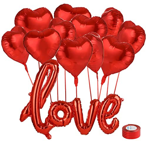 Kesote Valentinstag Deko Folienballon Rot Heliumballons Herz Helium Ballons LOVE Luftballons Liebe Hochzeit Dekoration