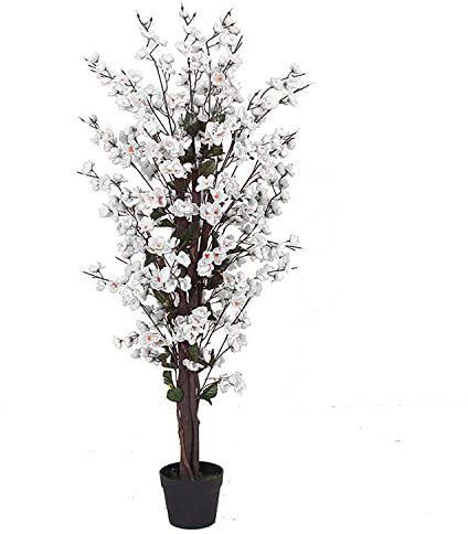 Leaf Design UK Realistic Artificial Flower Plant Tree, Twist White, 120cm
