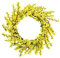 HLTER Yellow Forsythia Door Wreath, 17.7 Inch Artificial Yellow Orchids Flowers Wreath and Grapevine Base Spring Summer Wreath for Front Door Decor