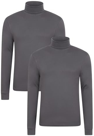 Mountain Warehouse Meribel Mens Thermal Top Multipack - Lightweight & Breathable Baselayer - Best for Autumn Winter, Outdoors, Travelling & Hiking Dark Grey (2 Pack) L