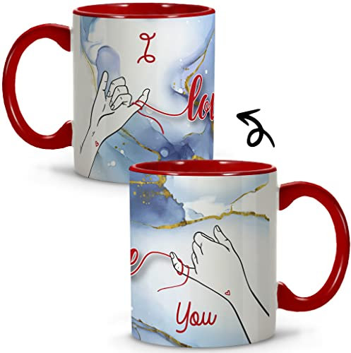 Tazze Coppia. Regalo Fidanzata. Regali per Matrimonio Originali. Tazza Latte. Tazze Colazione. Ceramica. 330 ml.