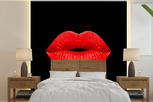 Selbstklebend Tapete Wandpapier Wandaufkleber Fototapete Tapeten Wanddeko 280x280 cm Lippen - Rot - Schwarz
