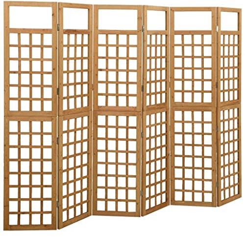 Paravents à 6 panneaux, treillis de séparation en bois massif, séparateur de paravent pliable pour usage intérieur et extérieur, 241 x 180 cm