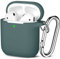 Maledan Kompatibel mit AirPods Hülle AirPods Case Apple Airpods 2 & 1, Voller Schutz Silikon Schutzhülle (Front LED Sichtbar) mit karabiner, Kieferngrün