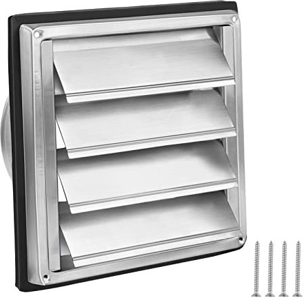 LALAGO Griglia di ventilazione 100mm, Serranda Antiriflusso Griglia di protezione dalle intemperie in Acciaio inox con lame mobili, Griglia a lama Griglia di ventilazione Ø100mm