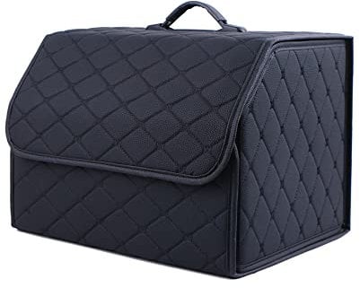 AVIRAA Leather Car Boot Bags Collapsible Storage Box for Mercedes Benz V-Class V220d V250d V300d L Stowing Tidying Accessories, black L