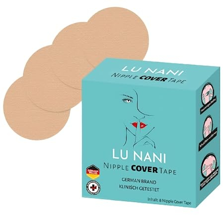 LU NANI® Nippel Cover Pads Klinisch getestet Made in Germany Atmungsaktiv Latex Frei in Hautfarbe Nippelabdeckung, Brustwarzenabdeckung Selbstklebend Nipplepads 8 Stück Ø 6 cm