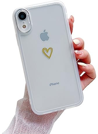 leobray Compatible with iPhone XR Case for Women Girls,Cute Gold Heart Pattern Design Slim Soft Protective Shockproof Silicone Phone Case for iPhone XR-Transparent