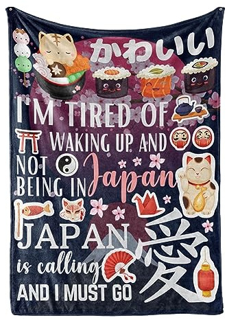 Huglanket Japanische Geschenke Überwürfe für Damen und Herren, Flanelldecke für japanische Kultur, Anime-Liebhaber, Geschenk für Weihnachten, 127 x 165 cm