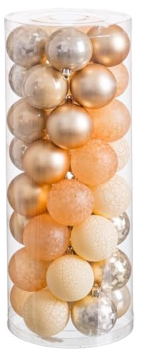 40er Set Weihnachtskugeln Mix aus Kunststoff Gold 6cm