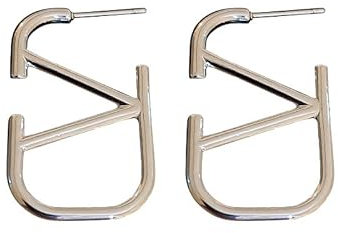 Hanaoops Ohrringe Gold Damen Quadrate Ohrringe Hypoallergen Damen Ohrringe Silber Geometrischer Buchstabe Modeschmuck für Frauen und Mädchen (Silber)