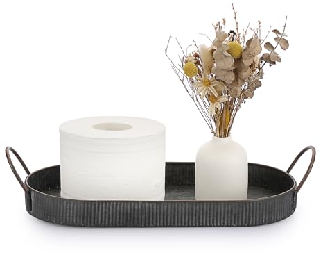 Sumnacon Glitzhome Plateau de service en métal galvanisé avec poignées Style rustique industriel