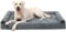KSIIA Extra Large Dog Bed, XXL Orthopedic Dog Sofa Bed with Removable Washable Cover, Waterproof, U-Shape Bolster, Grey 121x76x18cm