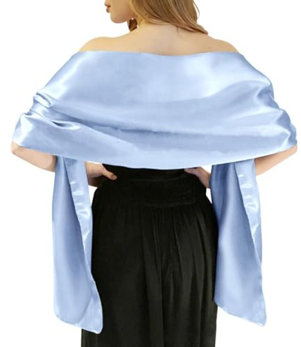 MLMW Schals und Tücher für Abendkleider, Satin-Schal für Damen, extra lang, Hochzeitsschals für Brautparty