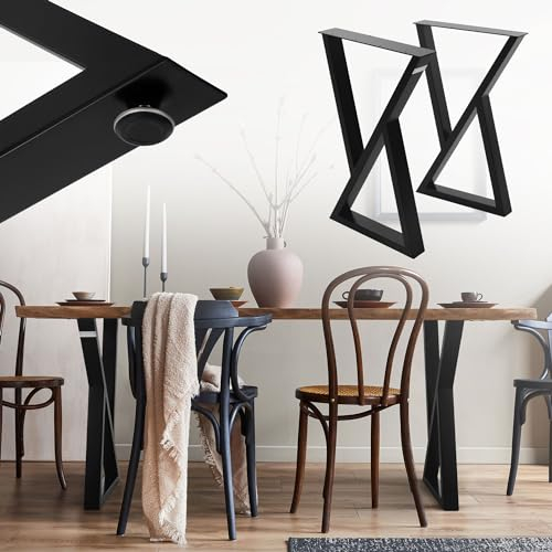 ML-Design 2 Stück Tischbeine 40xH71cm, Tischkufen X-Form, aus Stahl pulverbeschichtet, Schwarz, Industriedesign, Kufengestell für Esstisch/Schreibtisch, Tischgestell, Metall Möbelfüße für DIY-Projekte