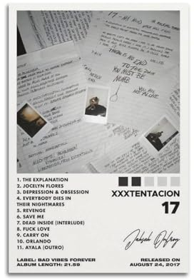 Szzmyo Xxxtentacion 17 Album-Poster - Dekoratives Gemälde, Moderne Ästhetische Leinwand für Schlafzimmer, Wohnzimmer - Kunst Dekoration, 30 x 45 cm, Ungerahmt
