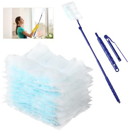 Euleryoo 51Pièces pour Swiffer Plumeau Poussiere Recharge Kit, Recharges pour Plumeaux Jetables, Recharges D'aimant Duster Dust pour Swiffer Duster Recharge avec Poignée pour Le Nettoyage de la Maison