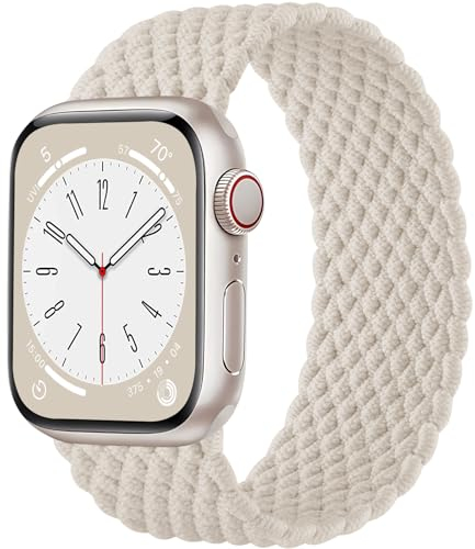 Maledan Geflochtenes Armband Kompatibel mit Apple Watch Armband 45mm 42mm 44mm 49mm für Damen Herren, Elastisches Nylon Solo Loop Armbänder für Apple Watch SE/Series 9 8 7 6 5 4 3 2 1 Ultra
