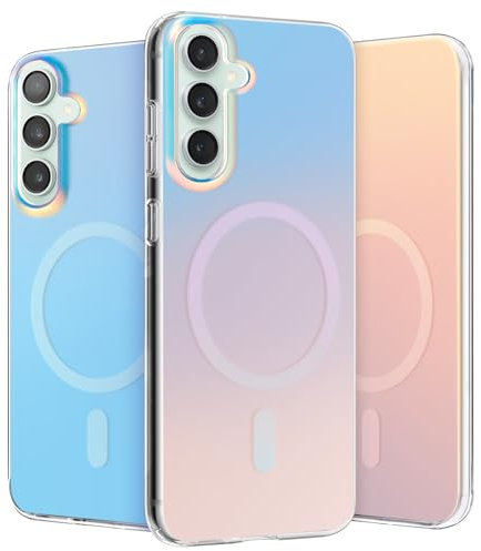 nicekool Hülle für Samsung Galaxy S23 FE 5G Kompatibel mit MagSafe, Magnetische HandyHülle Irisierend Farbverlauf Case Kratzfeste Rückseite Durchscheinende Matt Schutzhülle, Holografisch