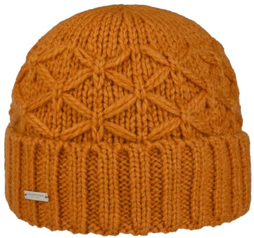 Seeberger Annelie Beanie Mütze mit Manschette Damen/Herren -, Orange/Abendrot im Zickzackmuster (Sunset Chevron), 6.75-7.5