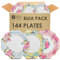Talking Tables 144 platos de papel desechables fuertes y bonitos, diseño floral, paquete a granel, té de la tarde, día de la madre, decoración de fiesta para cumpleaños, baby shower, boda y