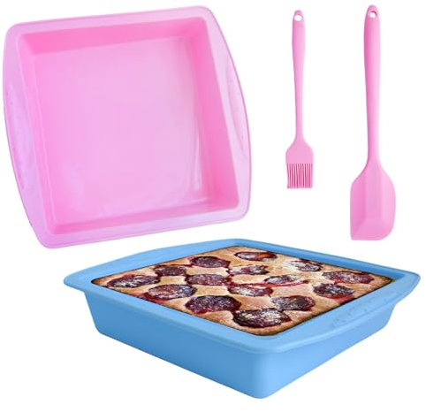 2 Stück Silikon Backform, Eckig Brotbackform Mit Ölbürste und Spachtel - Hitzebeständige und Antihaft Backformen für Kuchen, Toast, Schokolade, Brot