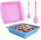 2 Piezas Cuadrado Moldes Silicona Reposteria, Molde Silicona Bizcocho con Cepillo y Espátula, Molde Bizcocho Silicona Antiadherente Resistente al Calor para Hornear Pasteles Tostadas