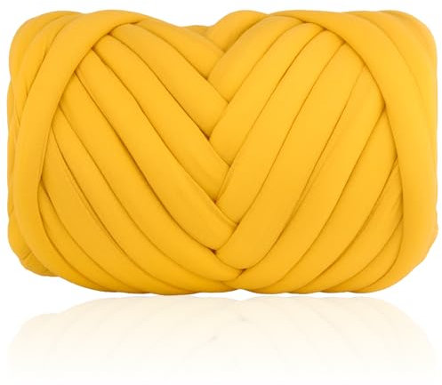 50M Dicke Wolle Zum Handstricken Chunky Wolle 1000g Sperrige Armstricken Wolle Dicke Wolle Zum HäKeln Handstrickwolle Armstricken Wolle FüR Teppich Sehr Wolle Zum Armstricken (Gelb)