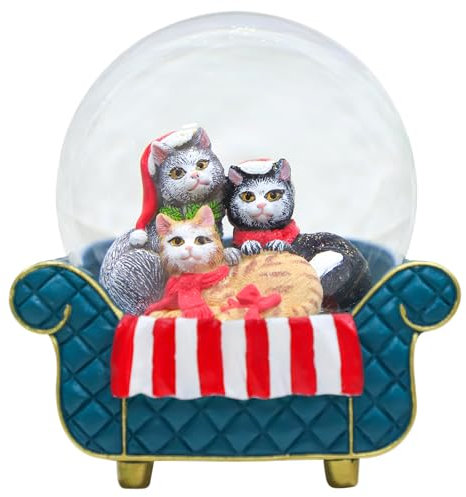 3D-Katzen-Schneekugel für Kinder, 100 mm (D) Glas-Weihnachts-Schneekugeln für Erwachsene, geschnittene Schneekugeln, Geschenke für Urlaub, Heimdekoration, Abschlussfeier
