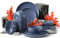 Konsimo. Geschirrset 6 Personen - VICTO Teller Set Modern 18 Teilig - Tafelservice & Geschirrsets - Kombiservice 6 Personen - Steingut Service für Familie - Geschirr Blau - Plates - Essgeschirr