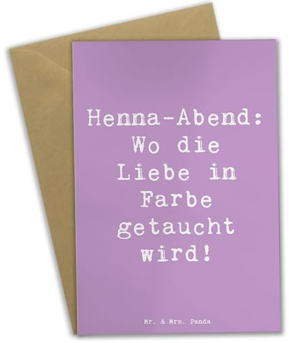 Mr. & Mrs. Panda neujahrskarte Spruch Henna-Abend Farbenliebe - Geschenk, Heiraten, einladungskarten, Braut, Tradition, Liebe, osterkarte, hochzeitskarten, Grußkarten, Heirat, weihnachtskarten