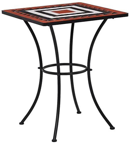 XGWKCNV Outdoor Möbel Mosaik Bistrotisch Terracotta und Weiß 60cm Keramik Outdoor Tische