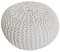 Abato Pouf Ø 55 cm Sitzpouf Strickhocker Sitzpouf Bodenkissen nachhaltig Grobstrick Optik, extra stabil, passend für jeden Wohnraum, fair gehandelt, 100% Baumwolle Naturmaterial (weiß)