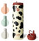 BOTTLE BOTTLE Bouteille d'eau isotherme avec couvercle à paille et poignée, en acier inoxydable à double paroi sous vide, anti-fuite, sans BPA, pour sport, voyage - Motif de vache, 710 ml