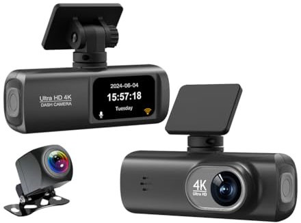 XRC TECH 4K Car DVR Dash Cam for Cars,Dual cameras Front and Rear, Built in WiF App Control GPS Track with UHD 2160P, Night Vision,Loop Recording G-Sensor, Parking Monitor Video Drive Recorder