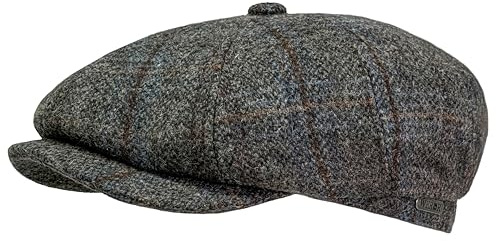 WEROR Schiebermütze Herren/Damen – Schirmmütze Flatcap Herrenmütze mit Schirm – Karierte Mütze mit Steppfutter - 100% Wolle - Herbst/Winter – WEROR-433.1 (58, Natur)