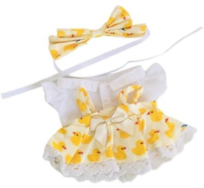 Sharplace 3x20cm Mini Puppenkleidung Plüschpuppe Rock Hemd und Haarband Kostüm Puppe Wechselkleidung Spiel für 20cm/7,87 Zoll Plüschpuppe, Entenmuster