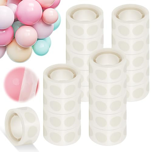 JRJRN 2000 Pcs Balloon Glue Dots Double Sided, 20 Rolls Removable Adhesive Point Tape, Extra Strong Glue Dots Double Sided, Ceiling Adhesive Sticky Dot Tapes Points for Party Birthday Christmas