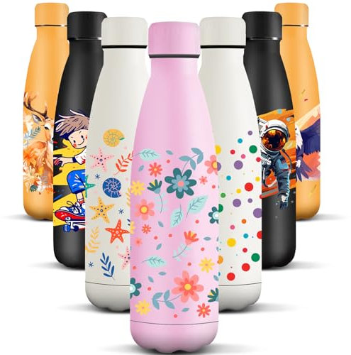 HoneyHolly Gourde Isotherme, 500 ml sans BPA, Bouteille Isotherme, 24h Froid & 12h Chaud, Bouteille d'eau, Étanche, Gourde Thermos, Acier Inoxydable 18/8, Gourde Inox pour Sport, Camping, École