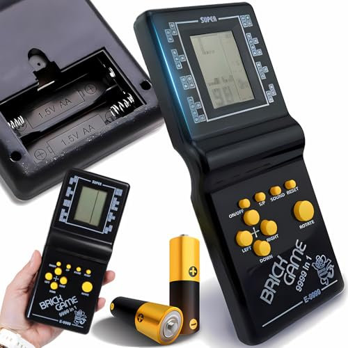 Retoo Großbild-Ziegel Spielkonsole Klassisches Spielekonsole Retro Handheld Puzzlen Spiele 9999 in 1 Freizeitpuzzle Elektronisches Ziegelspiele Tragbare 2 x AA-Batterien Spielmaschine fur Kinder