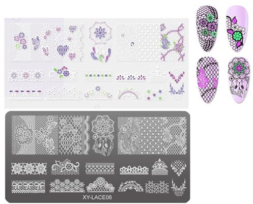 Stencil per unghie Stampino Fiori Unghie Modelli Stampaggio Unghie Francesi Stampaggio Piastre Unghie Art Stencil Per Manicure Salon