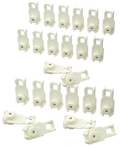 24 Chariots sur Roulettes Axe Acier pour Rail de Rideau, Coulisse Fluide & Silencieuse pour Rail au Plafond ou Chemin de Fer, Blancs